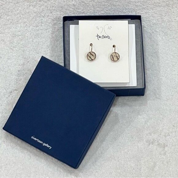 Tessoro Sterling Silver Handcrafted Birch Bark Earrings NWT - Picture 4 of 9